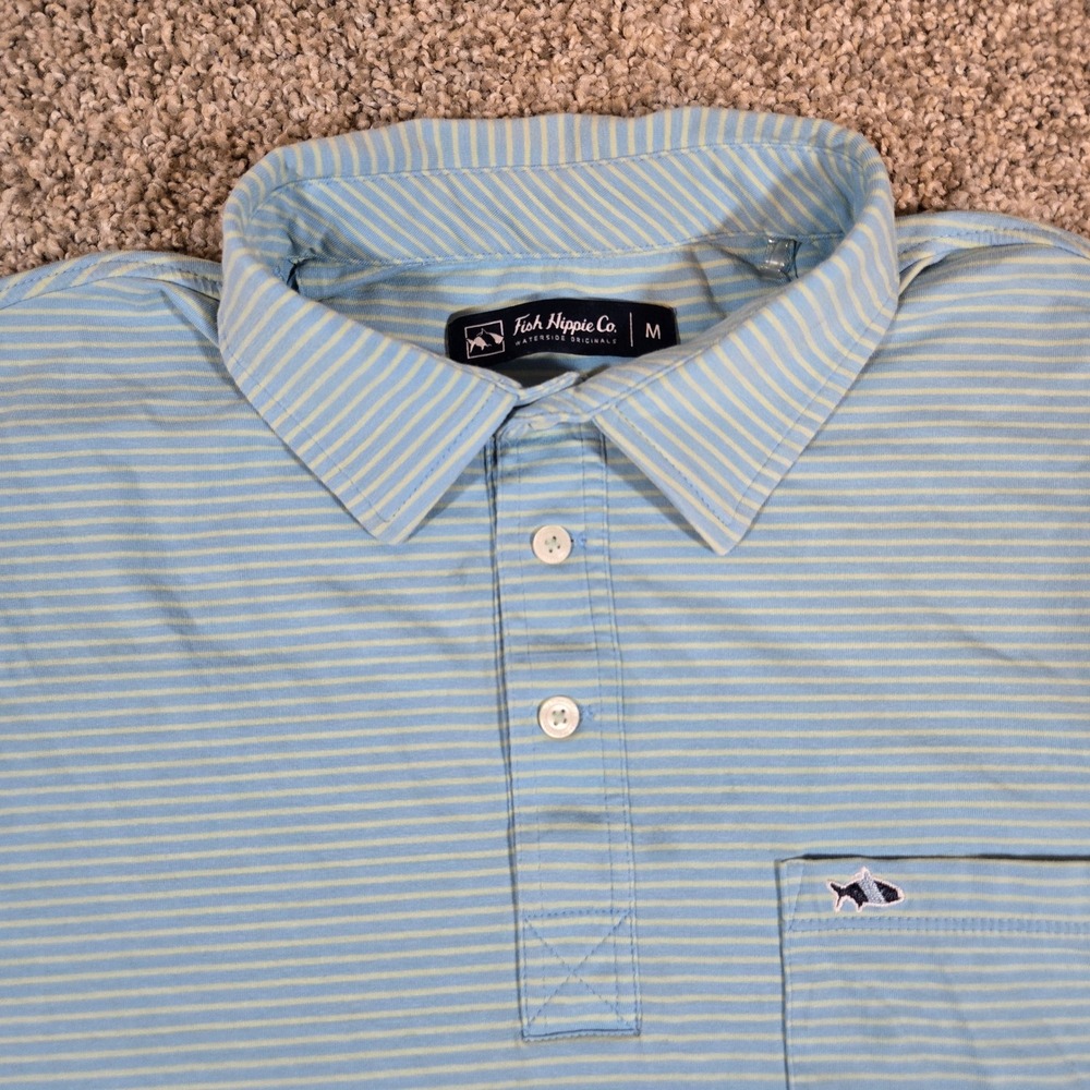 Fish Hippie Co. Palm Coast Striped Polo - Size Medium - Like New!‎